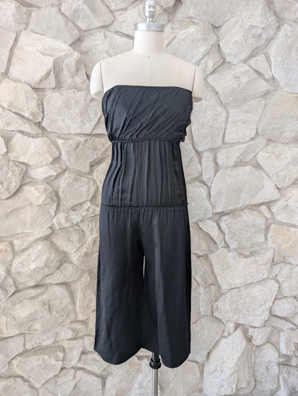 2000s Vintage Silk Strapless Jumpsuit XS